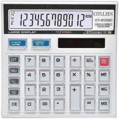 Heinriched CT 512GW White Calculator Solar and Battery Power With Glass Buttons Anti Break For Home, Office, School, Students Basic  Calculator(10 Digit)