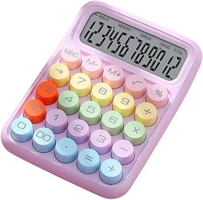 PRSVIKE 65240 12 Digit Large LCD Display And Big Round Buttons, Colored Electronic Calculator Basic  Calculator(12 Digit)