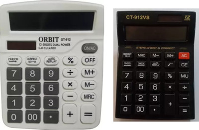 german valley A Combo Small Calculator 912vs Black And Medium 612 Grey With Soft Keys 912vs Black And 612 Grey Basic  Calculator(12 Digit)