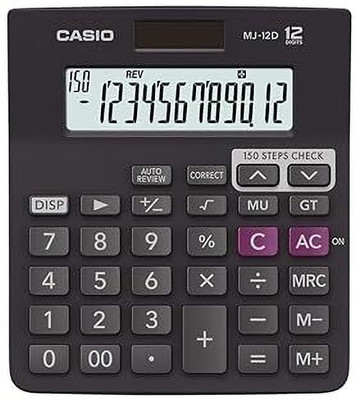 VIKASRATHEE 12 Digits Desktop Calculator with 150 Steps Check & Dual Power – Black CLCLU_001 Basic  Calculator(12 Digit)