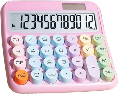 KRIAESHA Colorful Candy Calculator Mechanical Calculator Cute 12 Digit Large LCD Display Big Basic  Calculator(12 Digit)