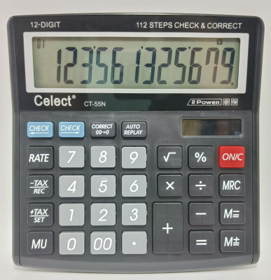 Celect CT- 55N 12 Digit Calculator with Large Display and Sturdy Design for Office Basic  Calculator(12 Digit)