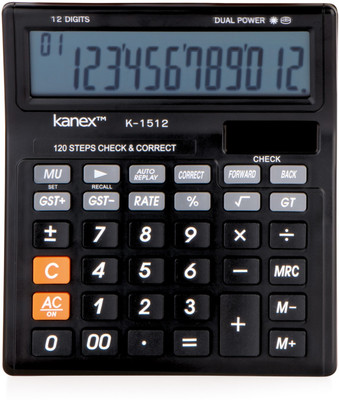 Kanex CAL-K-1512 K-1512 Electronic Calculator, Dual Power, Extra Large Display Financial  Calculator(12 Digit)