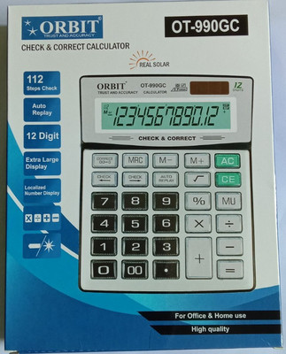 Royal Collection ORBIT OT-990GC HIGH QUALITY ATTRACTIVE LOOK LARGE & HD DISPLAY SOFT TOUCH AUTO REPLAY 12 DIGIT FOR OFFICE & HOME Basic  Calculator(12 Digit)
