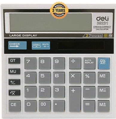 Deli W39231N 12D GT Calculator for Office 3 Years Warranty with Step Check & Correct Function Basic  Calculator(10 Digit)
