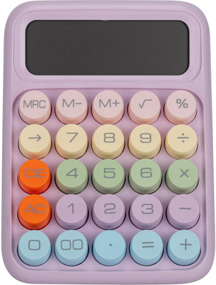 Gitesh 853272 Mechanical Calculator Cute 12 Digit LCD Display Big Round Button For Office Basic  Calculator(12 Digit)