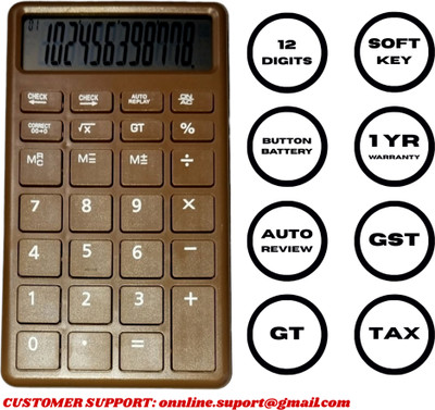 utkrist Big LCD Soft Key Button Battery Portable Eveyday Multi-Purpose Office School Business Use Medium Pocket Size Light-Weight Basic  Calculator(12 Digit)