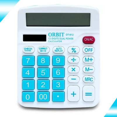 ORBIT 12 Digit Small Calculator Solar + Battery Powered Portable Office Calculator OT-612 Financial  Calculator(12 Digit)