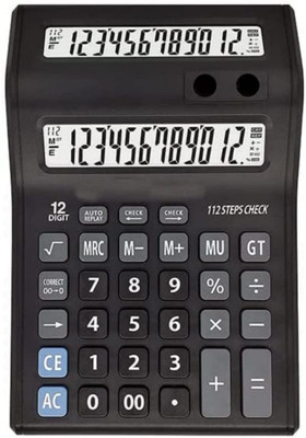 Adoere CT-2000 Dual Display Desktop Powered by Solar & Battery, Enhanced with Soft Keys Basic  Calculator(12 Digit)