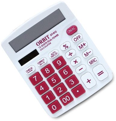 ORBIT Dual Power 12 Digit Basic Calculator use for Home,Office,Shop Use easy to read Orbit Basic  Calculator(12 Digit)