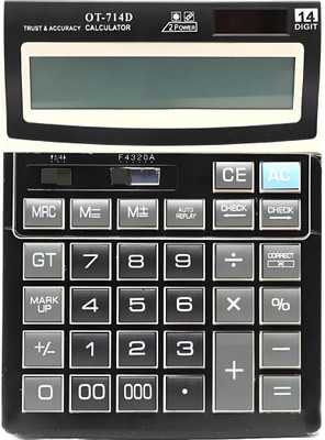 TechTide OT714D Modern Business/Study Calculator Dual Power (Solar/Battery) OT714D Financial  Calculator(14 Digit)