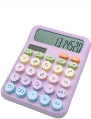 GAUZYHOUSE Colorful Calculator, Mechanical Calculator 12 Digit LCD Display Big Round Button Basic  Calculator(12 Digit)