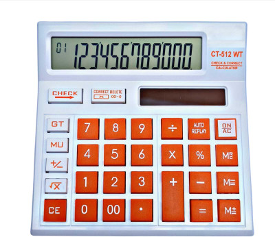 Bassonic CT-512 WT Orange 112 Steps Check and Correct Desktop, 2 Power Basic  Calculator(12 Digit)