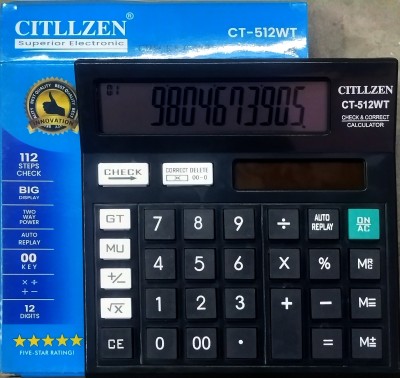 NSW Peniwala Basic advanced office and home use dual Power black calculator CITLLZEN SUPERIOR ELECTRONIC CT-512WT Basic  Calculator(12 Digit)