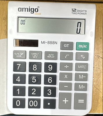 Amigo Mi-888N Amigo Calculator with 12-Digit Display,Check& Correct,Auto Replay,120 Step Check Financial  Calculator(12 Digit)