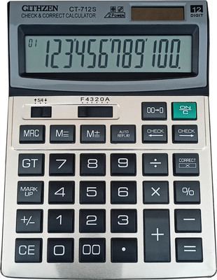 CITLLZEN CT-712S 12 Digits & 4.2 Inch Big Display, Auto Replay, 112 Steps Check, 112 Steps Check Financial  Calculator(12 Digit)