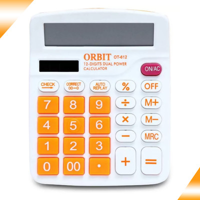 ORBIT Mini 12 Digit Calculator Dual Power Solar & Battery for Daily Office Work OT-612 Financial  Calculator(12 Digit)