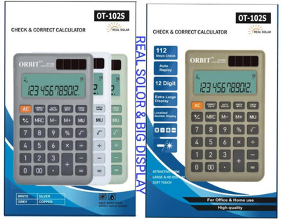 Heinriched OT 102S Pocket Calculator 112 Steps Check Real Solar Auto Replay Large Display Basic  Calculator(12 Digit)