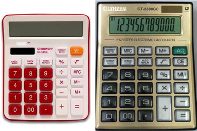 german valley A Superb Calculator Combo of 333Maroon And 8800Golden With Soft Keys Basic  Calculator(12 Digit)