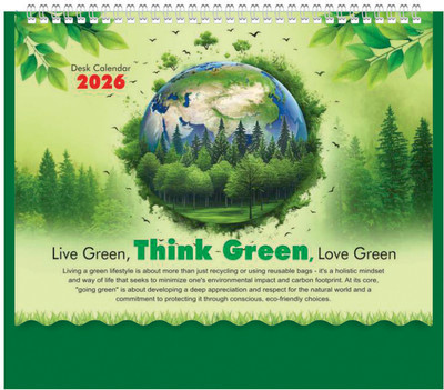 ARGS PAPER PLUS 1512-Live Green 2026 Table Calendar(Green, SAVE EARTH)