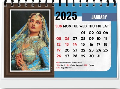 ESCAPER 2025 Bollywood Superstar Calendar - Iconic Actors & Actresses 2025 Table Calendar(Multicolor, Office & Home)