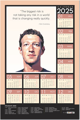 ARTBOX Mark Zuckerberg Motivational Quotes Wall Calendar 2025 2025 Wall Calendar(Multicolor, Quotes & Motivation)