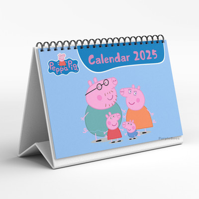 PurpleBees Fun & Colorful Peppa Pig-Themed Calendar for Kids 2025 Table Calendar(Multicolor, BTS)