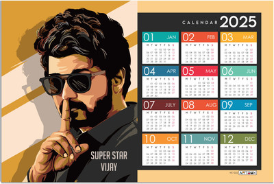 ARTBOX Superstar Vijay thalapathy Calendar South Movie Superstar Calendar 2025 Wall Calendar(Multicolor, Movies)