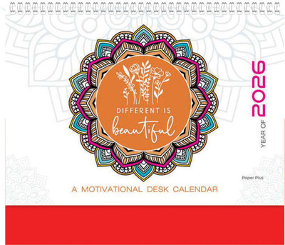 ARGS PAPER PLUS 311-Different is Beautiful 2026 Table Calendar(Red, MOTIVATIONAL)