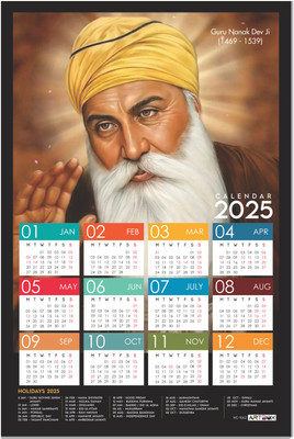 ARTBOX The First GuruGuru Nanak Dev Ji Wall Calendar 2025 2025 Wall Calendar(Multicolor, Devotional)