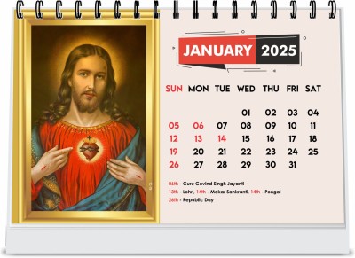 ESCAPER Jesus Christ Calendar 2025 Desk: Celebrating the Life and Teaching 2025 Table Calendar(Multicolor, Table-Calendar-79)