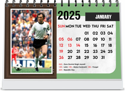 ESCAPER Football Sports Calendar 2025 Desk Olympic Players Calendar 2025 2025 Table Calendar(Multicolor, Office & Home)