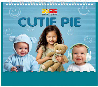 ARGS PAPER PLUS 1511 Cutie Pie 2026 Table Calendar(Blue, BABIES)