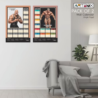 ARTBOX The Rock & Jay Cutler Pack of 2 Gym Wall Calendar 2025 Wall Calendar(Multicolor, Personalities, Quotes & Motivation, Sports)