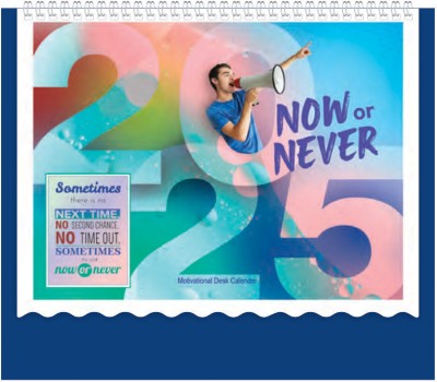 ARGS PAPER PLUS 1512 NOW OR NEVER 2025 Table Calendar(Blue, MOTIVATIONAL)