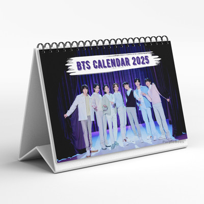 PurpleBees BTS Desk Calendar with Notes section with BTS Photos for Army Fans | A5 size 2025 Pocket Calendar(Multicolor, BTS)