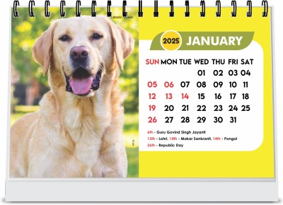 ESCAPER Labrador Dogs Calendar 2025 Desk, Cute Puppy Calendar 2025 2025 Table Calendar(Multicolor, animal)