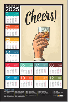ARTBOX Cheers Calendar | Beer Calendar | Wall calendar 2025 2025 Wall Calendar(Multicolor, Quotes & Motivation)
