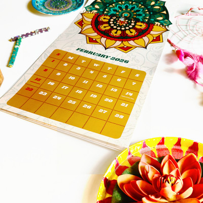 InkChalk Mandala Art (MINI) 2026 Wall Calendar(Multicolor, INDIAN THEME CALENDAR)