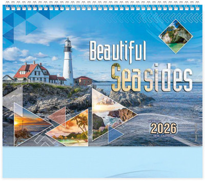 ARGS PAPER PLUS 318-Beautiful Seasides 2026 Table Calendar(Blue, Animals/Birds/Nature)