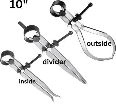 AASTHA TOOLS Spring Caliper Set 3 Pieces Inside,Outside & Divider 10” IN/250MM Dial Caliper(0-250 mm)