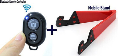 POZUB V Shape Mobile Holder Bracket Mount Stand+Bluetooth Remote Selfie Shutter Mobile Holder