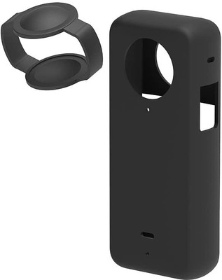 Breuk Silicone Case Cover Protector for Insta 360 X3 Camera, with Rubber Sleeve for Protect Lens  Camera Bag(Black)
