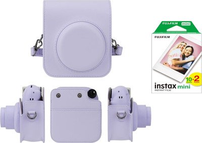 Stela Instax Mini 12 Protective Camera Case PU Leather Carrying Bag with instax mini film  Camera Bag(Lilac Purple)