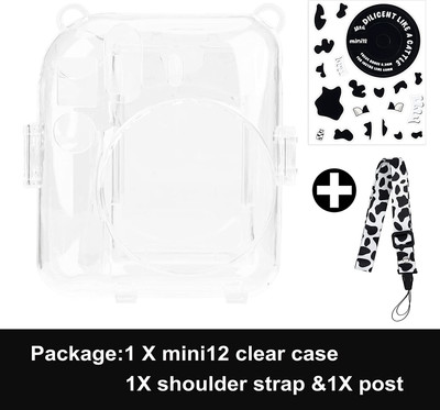 Zikkon Instax Mini 12 ClayWhite Hard Carrying Protective Case with Shoulder Straps and Stickers Decoration Set  Camera Bag(Clay White)