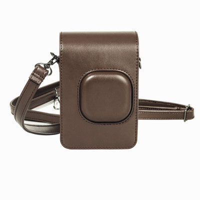 Zikkon Protective Case for Fuji instax mini liplay Camera with adjustable neck strap quick detachable PU  Camera Bag(Deep bronze)