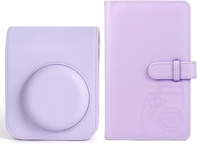 Zikkon Mini 12 CaseAlbum Combo, Compatible for Fuji Instant Mini 12 Instant Film Camera - PU Leather Carrying Case with 96 Pocket Album-  Camera Bag(Lilac Purple)