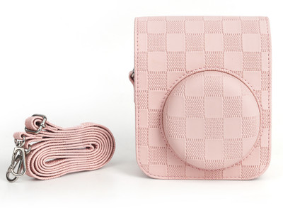 Zikkon Instax Mini 12 Pink Checkboard Protective Camera Case PU Leather Carrying  Camera Bag(Pink)