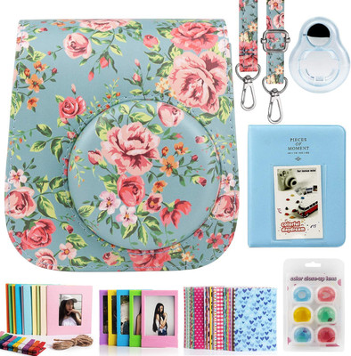 Zenko Mini 11 Case Bundle Blue roses with album, selfie bunting, paper frame set  Camera Bag(Blue Rose)
