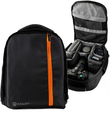 Tygot Backpack with Extra Front Pocket Compatible for Sony Nikon Canon Panasonic DSLR  Camera Bag(Black)